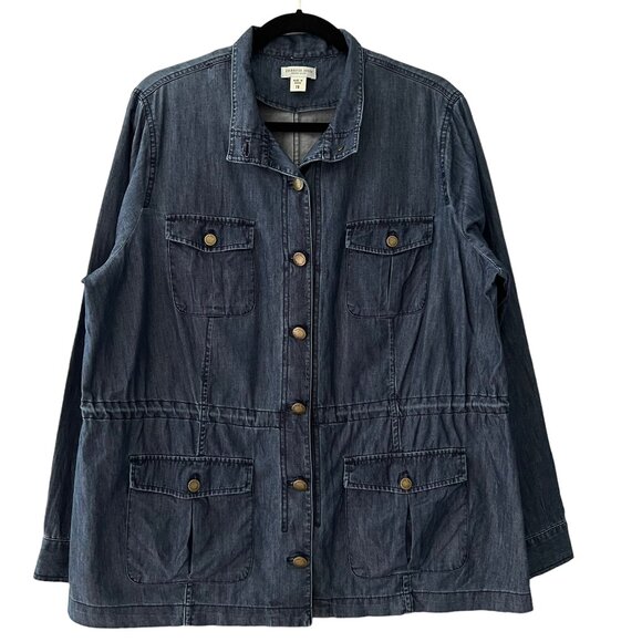 Coldwater Creek Chambray Drawstring Field Jacket - Picture 1 of 6
